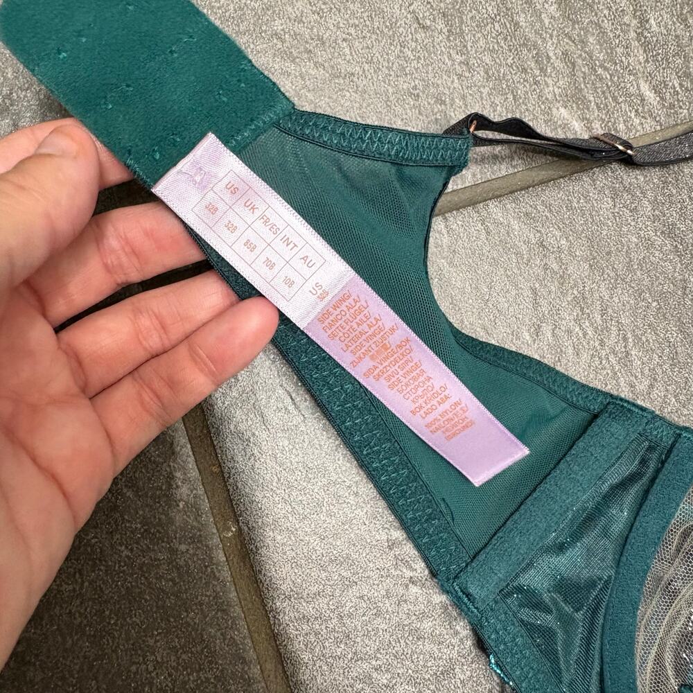 Savage X Fenty Shining Star Embroidered Unlined Demi Bra Wildflower Blue 32B - Picture 8 of 10